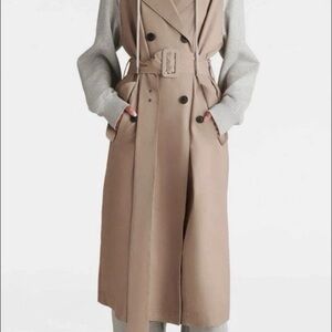 KBB by KAHLANA Women's 'The Sweatshirt Trench Coat' - Khaki/Heather Gray XL